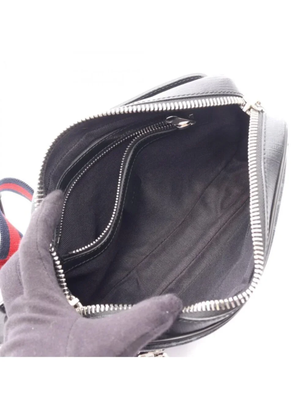 Gucci Waist Bag Soft GG Supreme Sherry Line Black Canvas Leather